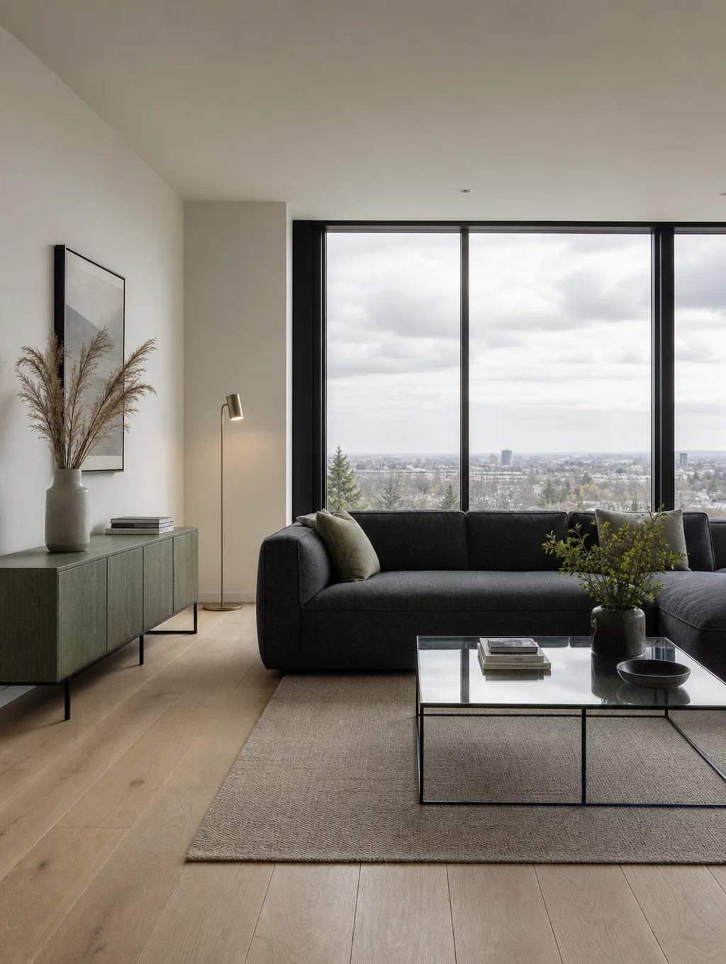 Modernes Wohnzimmer mit unsichtbarer Klimatisierung